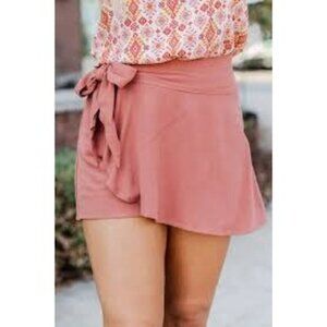 pink lily skort womens high rise wrap tie high waist burnt orange medium